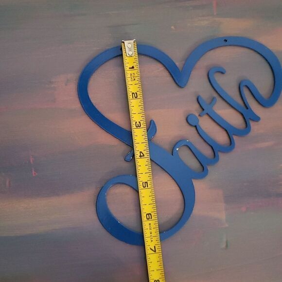 Blue Heart "faith" Metal Wall Decor - Picture 6 of 6